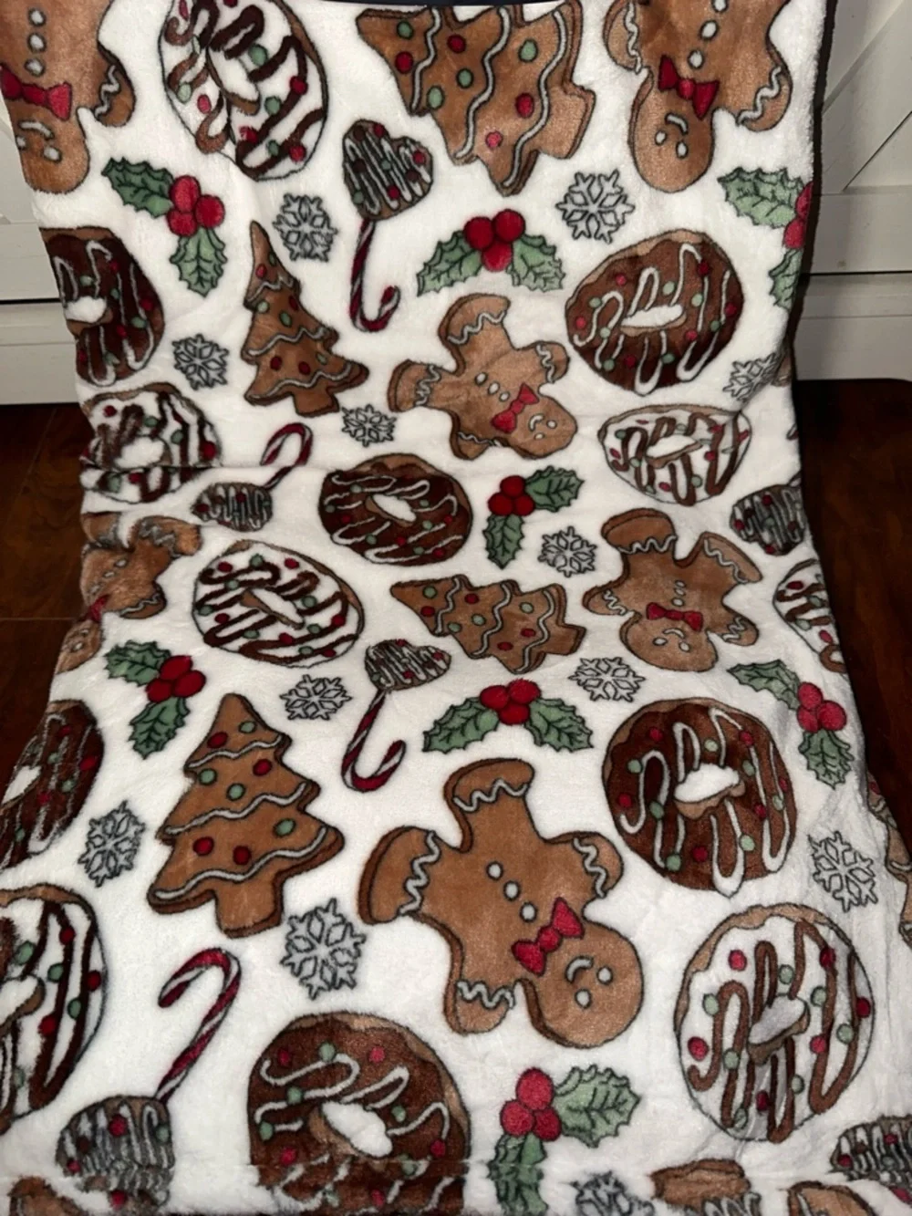 Holiday Gingerbread Man Cookie Plush Throw Blanket